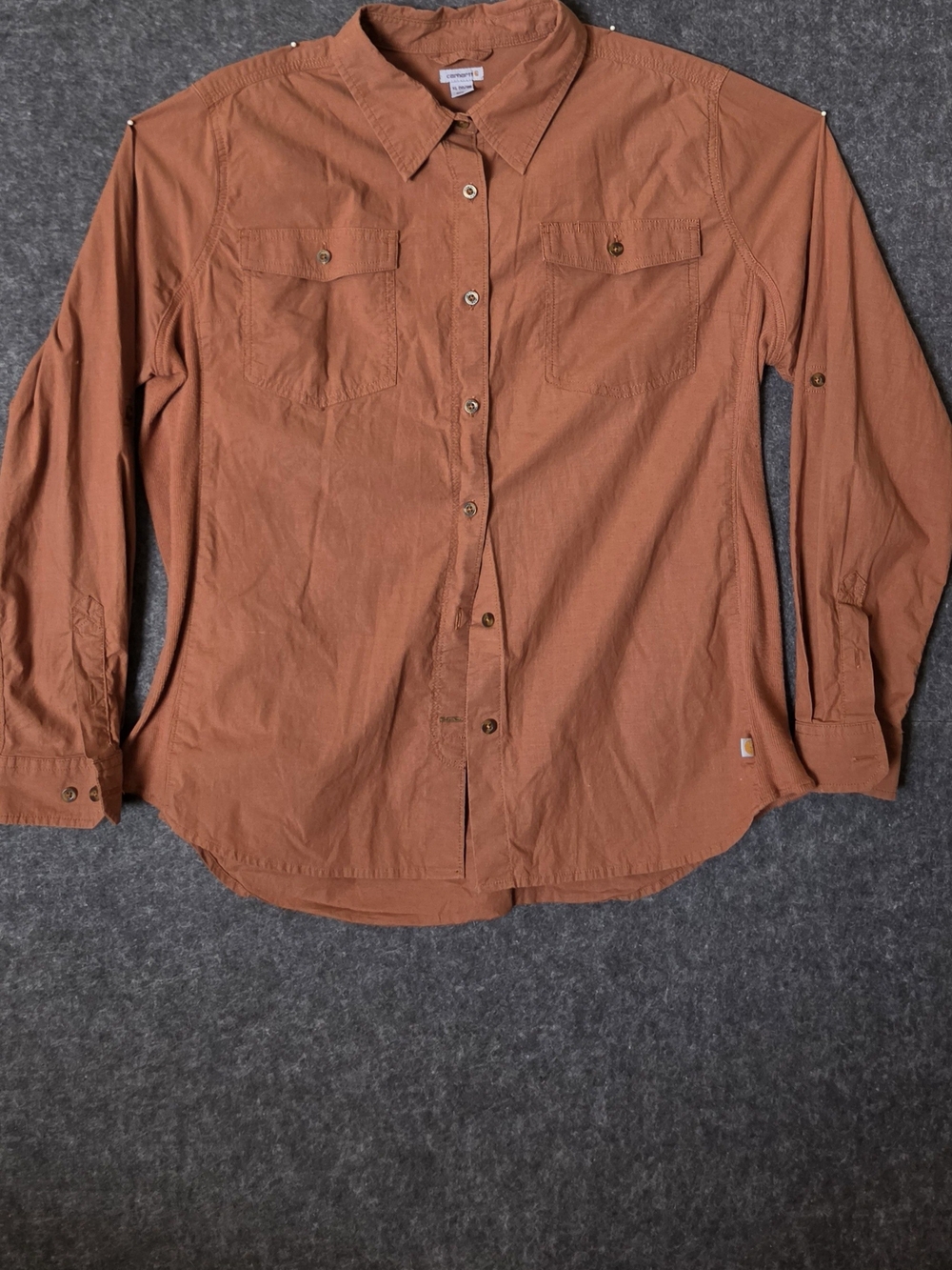 Carhartt Women's Rugged Flex Bozeman Button-Down Utility Shirt In Rust